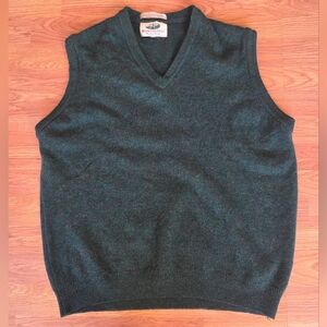 VTG 70s Weymouth Hunt Vest Knitters Guild XL Green 100% Lambswool Ireland Made